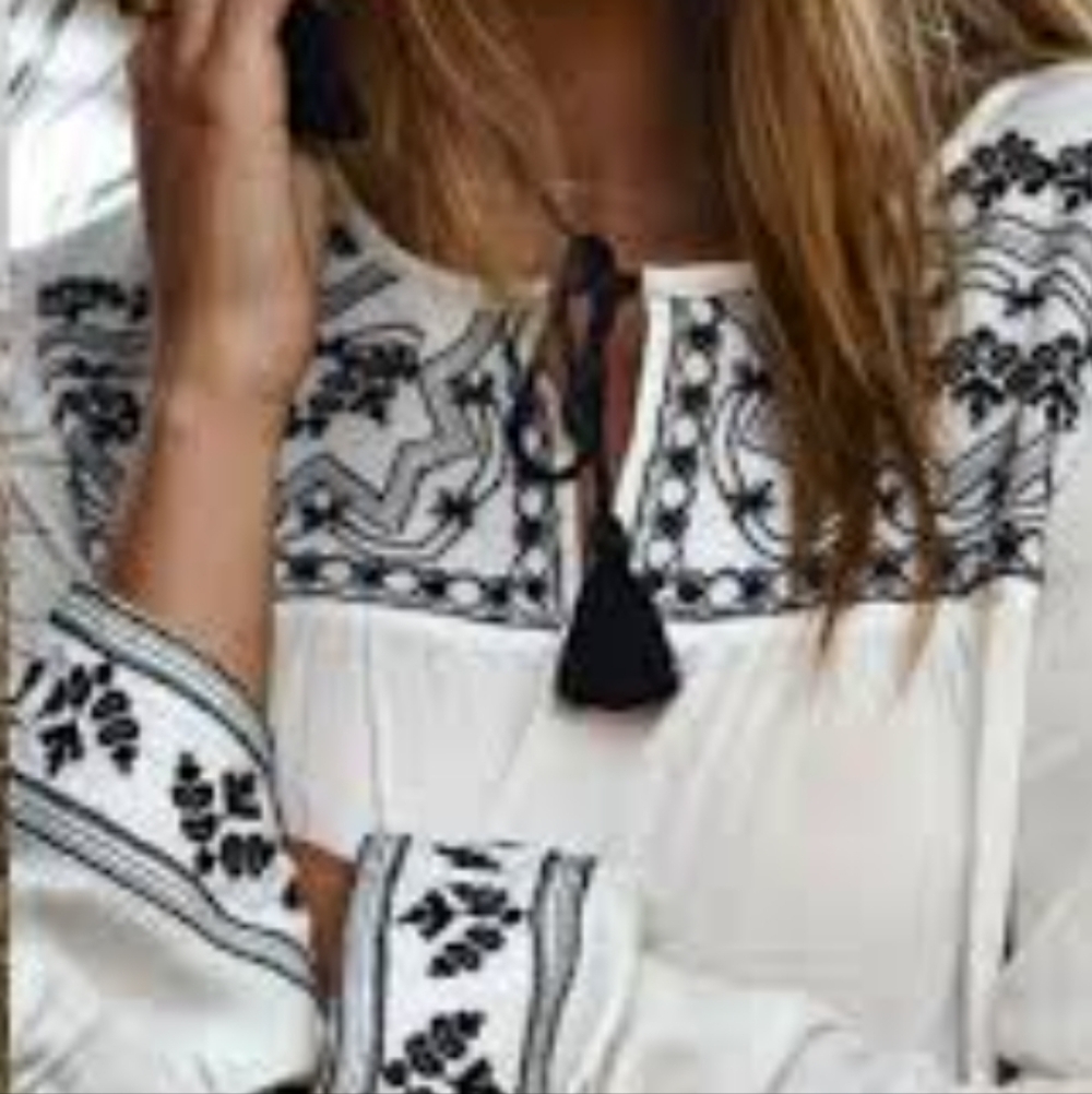 NWT Ralph Lauren Denim And Supply Embroidered Peasant Mini Dress Tunic M